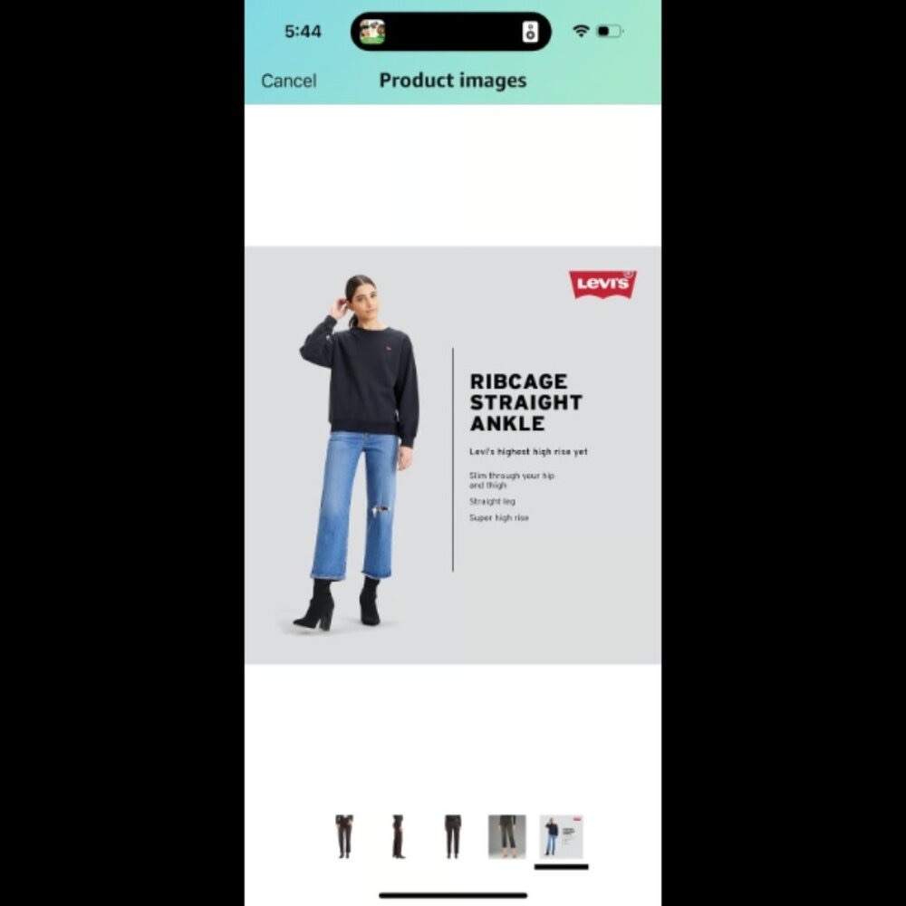 LEVIS Ribcage Straight Ankle Women’s Jeans in Black Rinse Size 25